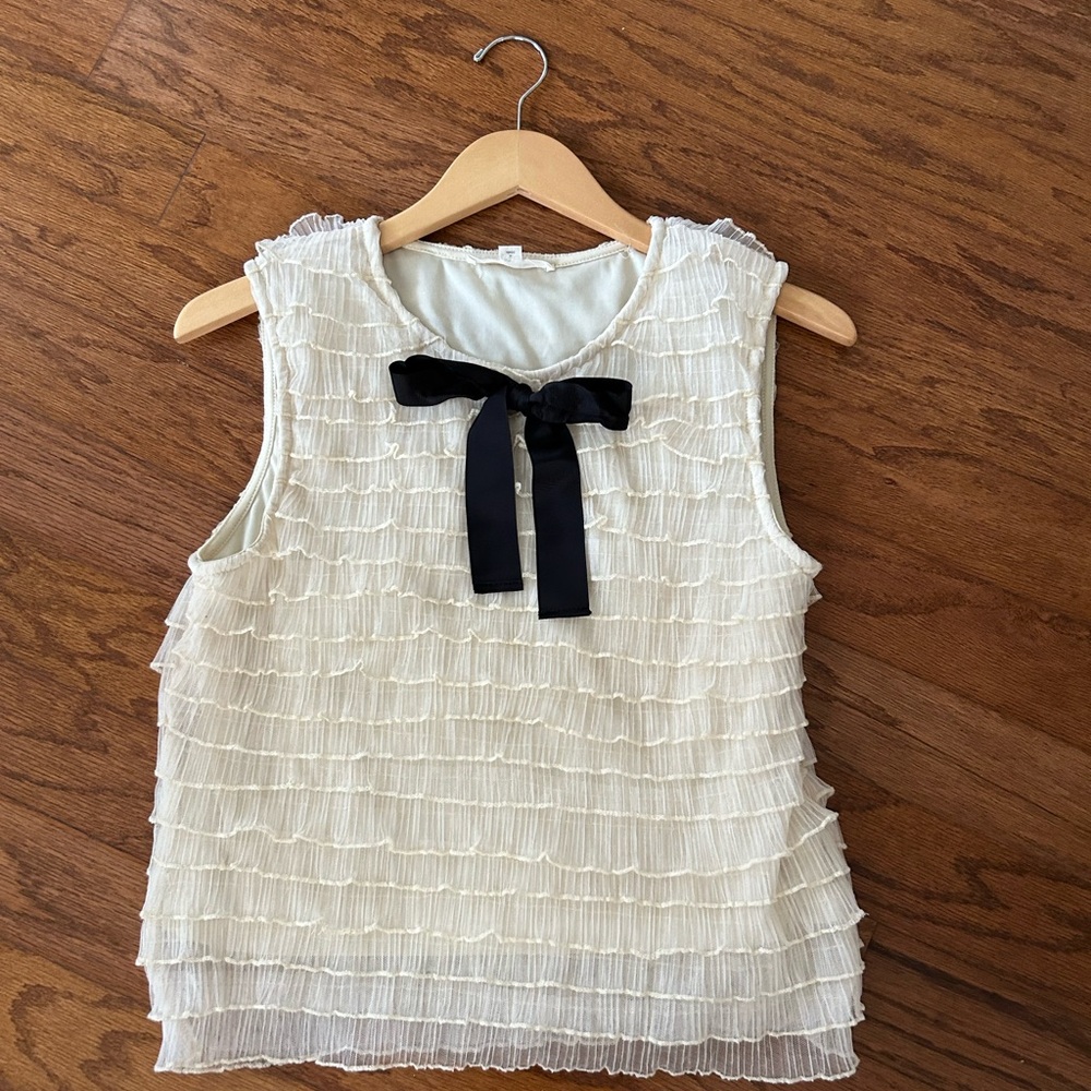 Anthropologie Bow Tier Ruffle Top - Picture 5 of 9